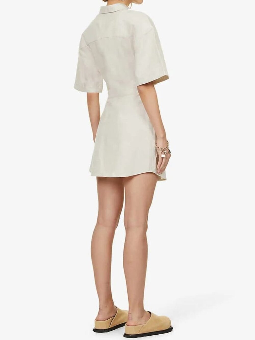 Jacquemus La Robe Arles Mini Dress Beige Cotton Linen FR 38 - Picture 2 of 13